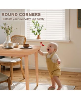 Wood Dining Table for 6, 47" Recgular Kitchen Table, Natural