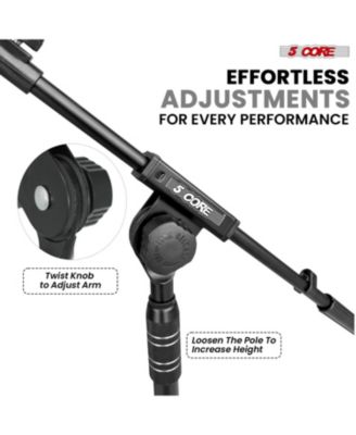 Mic Stand 2Pcs Adjustable Microphone Stands Floor w 180° Rotating Telescoping Metal Boom Arm