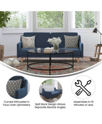 Niklas Mid Century Modern Split-Back Sofa Futon with 3 Recline Positions