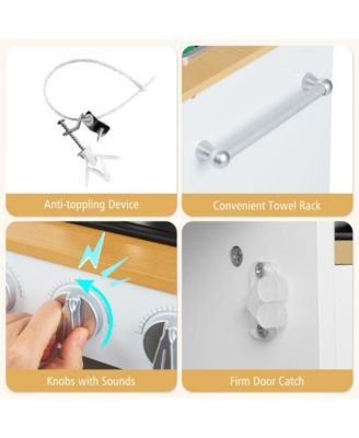 Kids Adjustable Height Wooden Play Kitchen Set with Accessories and Storage