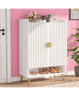 Wooden Shoe Storage Cabinet with Doors for Hallway Entryway