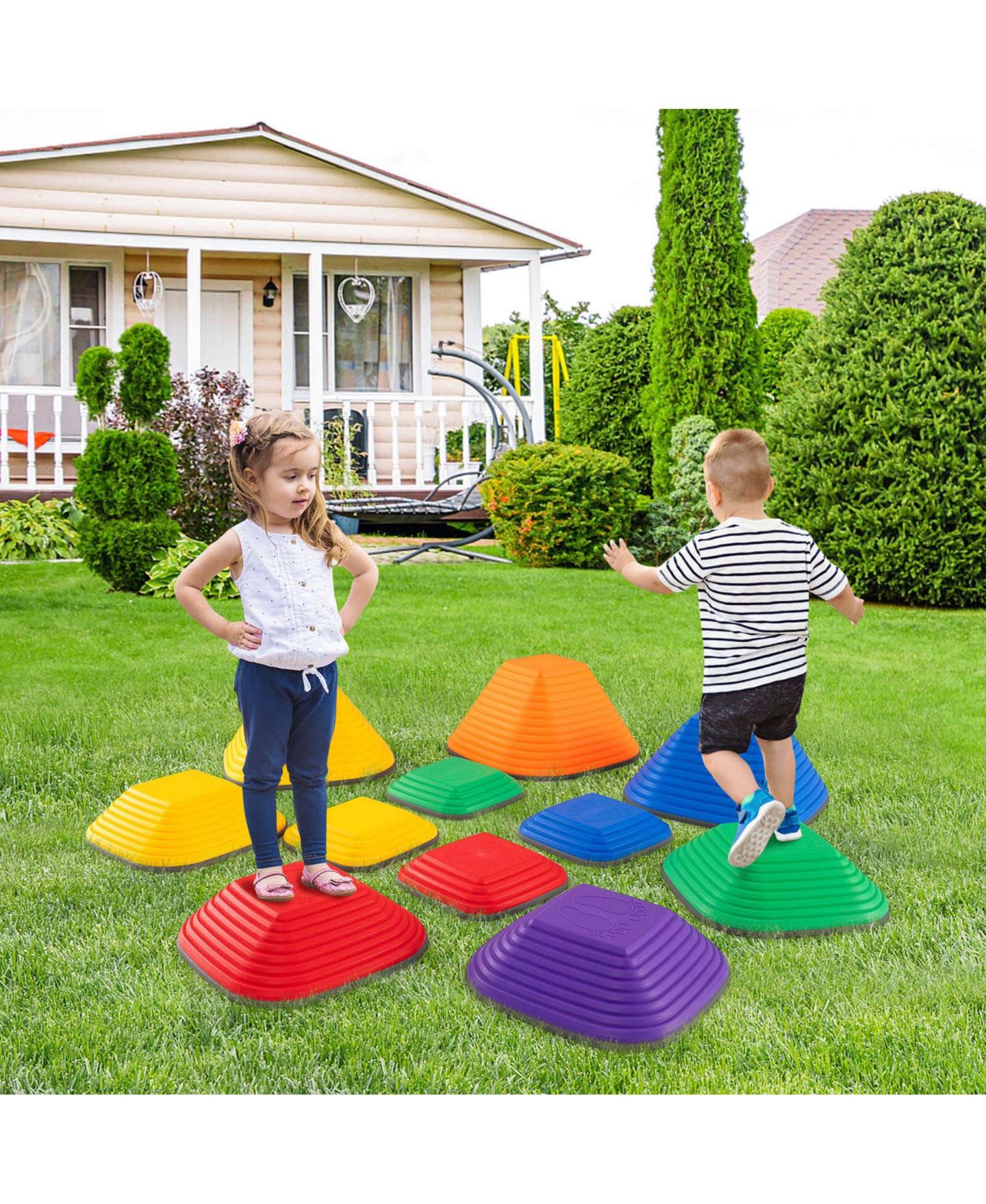 Детские игрушки Costway 11-Piece Stepping Stones with Non-Slip Edge, Ages 3+, цвет: Жёлтый — фото 4