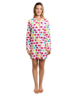 Women's Organic Cotton Poplin Button Down Pajama Night Shirt