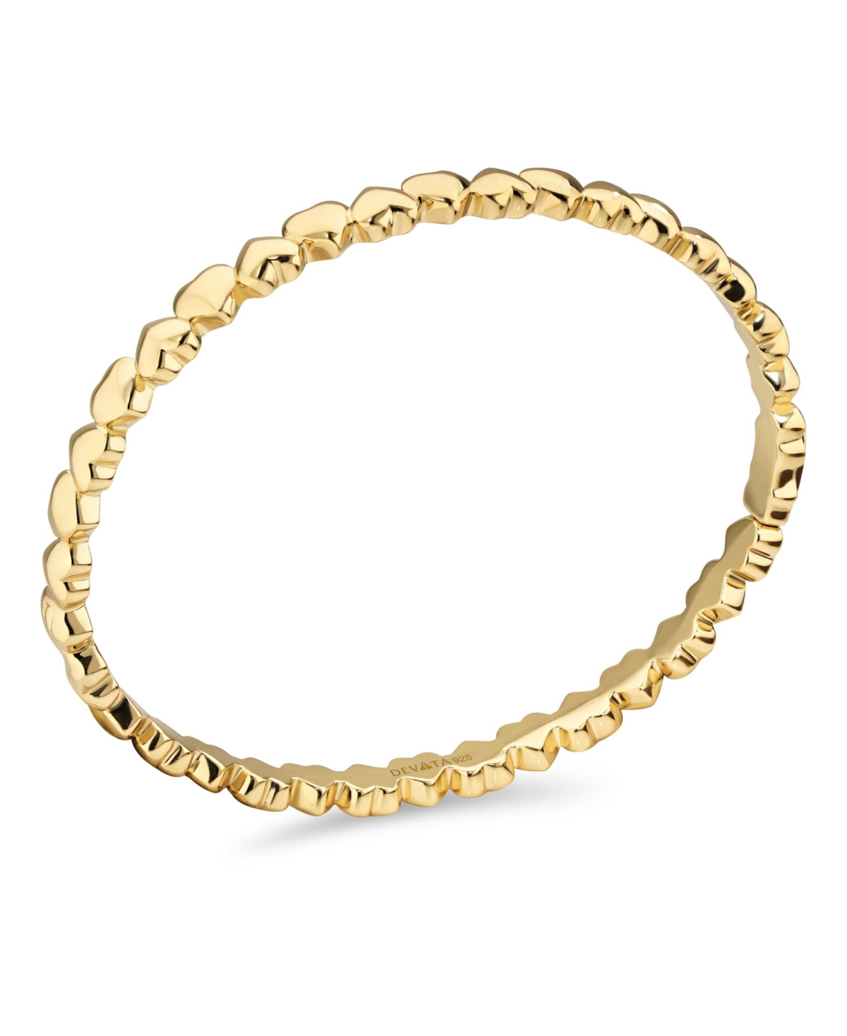 Devata Sweet Heart Eternity Bangle Bracelet in Gold Plated Sterling Silver, Size Medium