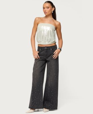 Women's Leira Silky Sparkly Strapless Top