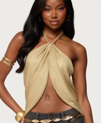 Women's Stasia Sparkly Knit Split Front Top