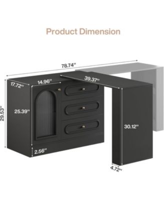 78-Inch Vanity Desk  3 Drawers, with Reversible Cabinet