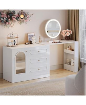 78-Inch Vanity Desk  3 Drawers, with Reversible Cabinet