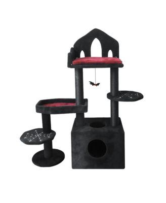 44.5" Black Gothic Cat Tree - Multi-Level with Hammock