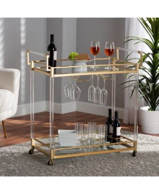 Savannah 15.9" Glass Contemporary Wine Cart