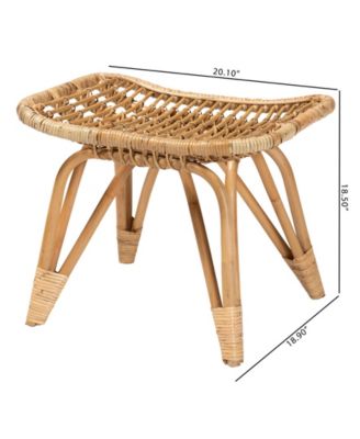 Earvin 18.9" Rattan Bohemian Footstool