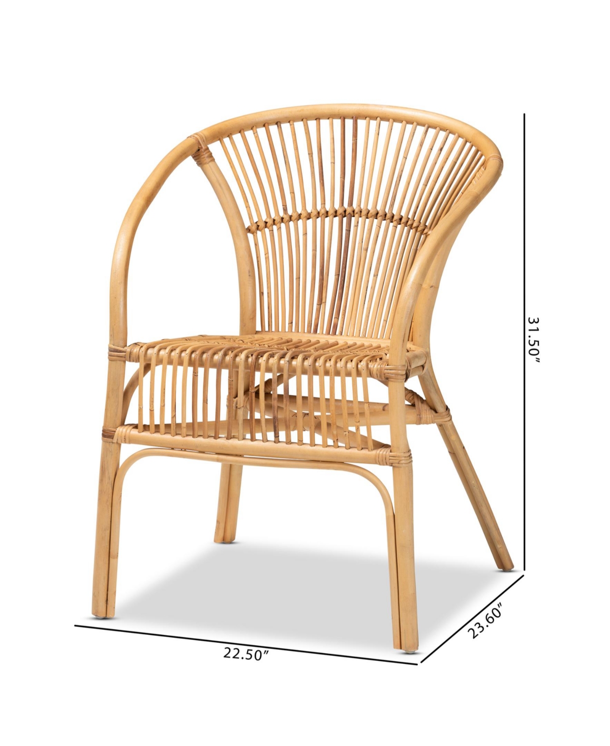 Furniture Murai 31.5" Rattan Bohemian Dining Chair