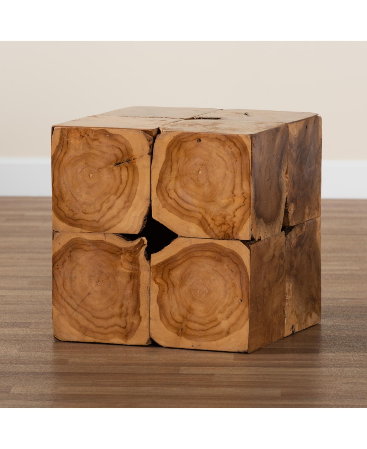 Furniture Eldora 17" Teak Root Rustic Transitional End Table