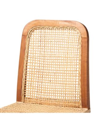 Caspia 20.25" Rattan Mid-Century Counter Stool