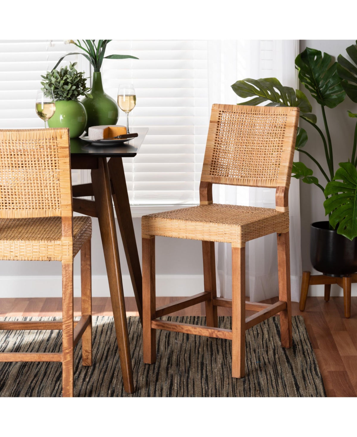 Furniture Lesia 23" Rattan Bohemian Counter Stool