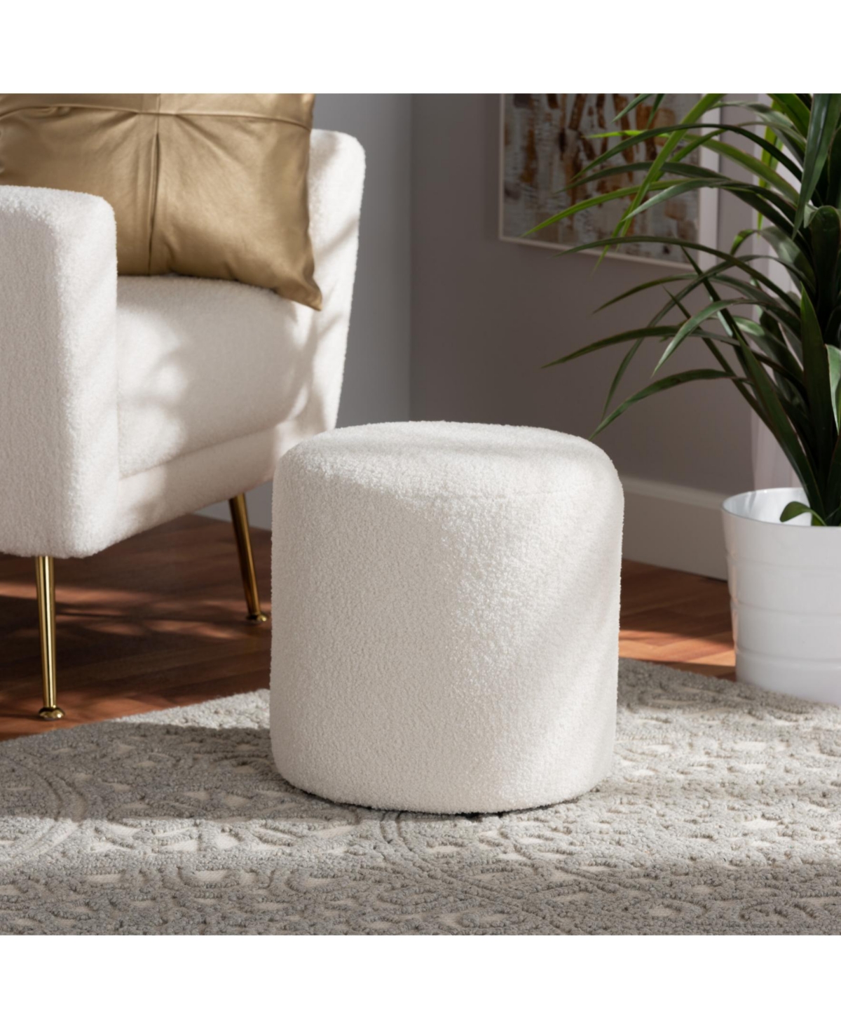 Furniture Tori 13.8" Wood Upholstered Ottoman