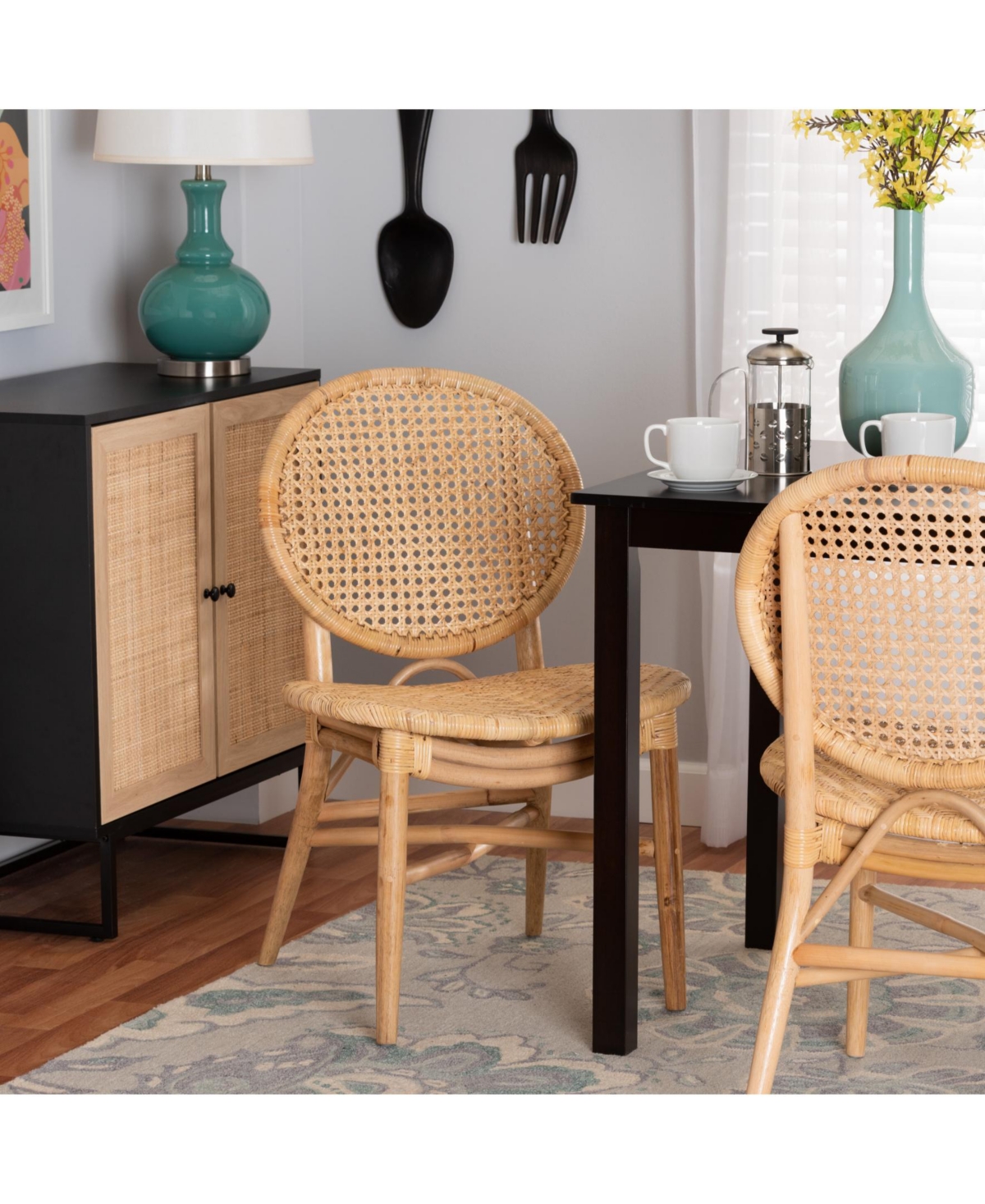 Furniture Osaka 23.6" Rattan Bohemian Dining Chair