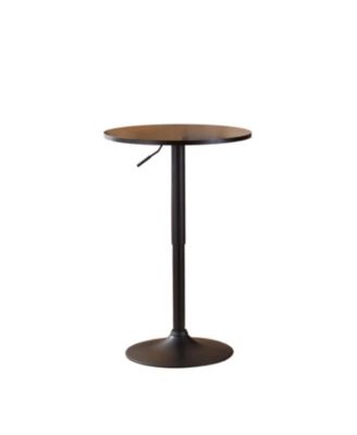 Belham Black Round Top Adjustable Height with Black Leg And Base Metal Bar Table
