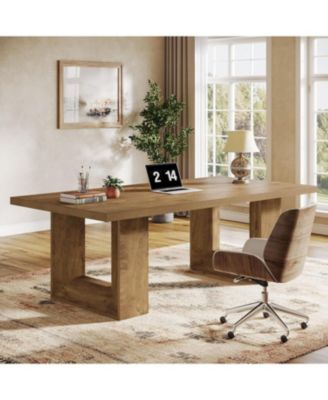 Home Office Desk, 62.99" Large Farmhouse Executive Desk, Computer Table, Writing Table