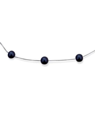 Tin Cup Freshwater Cultured Pearl Necklace & Bracelet Jewelry Set Sterling Silver 7MM