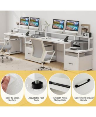 66" Computer Workstation with Monitor Stand CPU Stand Printer Shelf & File Drawer