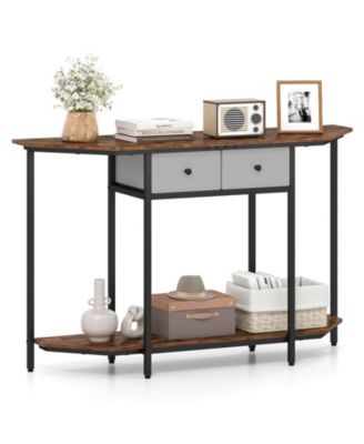 51" Console Table with 2 Drawers Open Storage Shelf 2-Tier Entryway Table