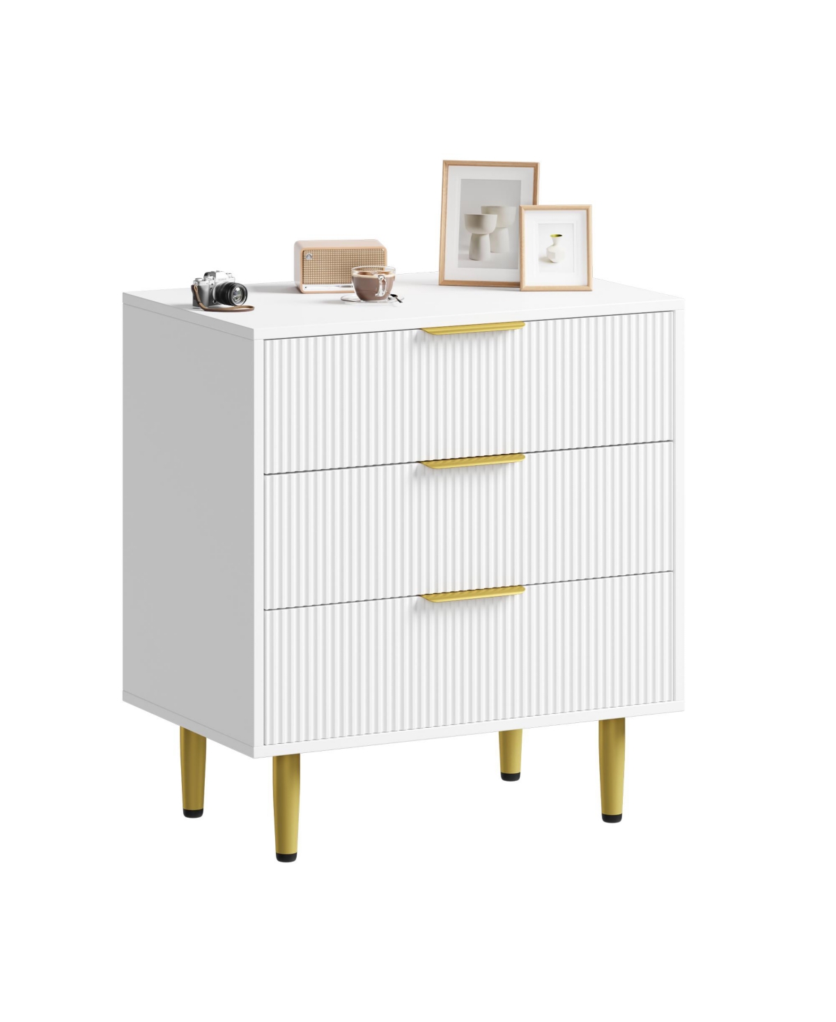 Gaomon Fluted Dresser for Bedroom,Wooden Chest of Drawers with Metal Handle & Feet
