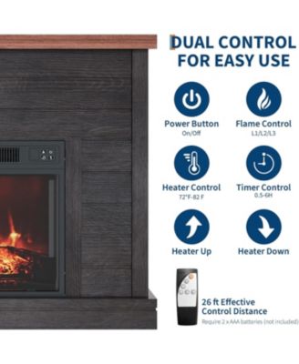 38" Fireplace Mantel with 19" Insert Heater, Adjustable Flame Brightness, Remote Control