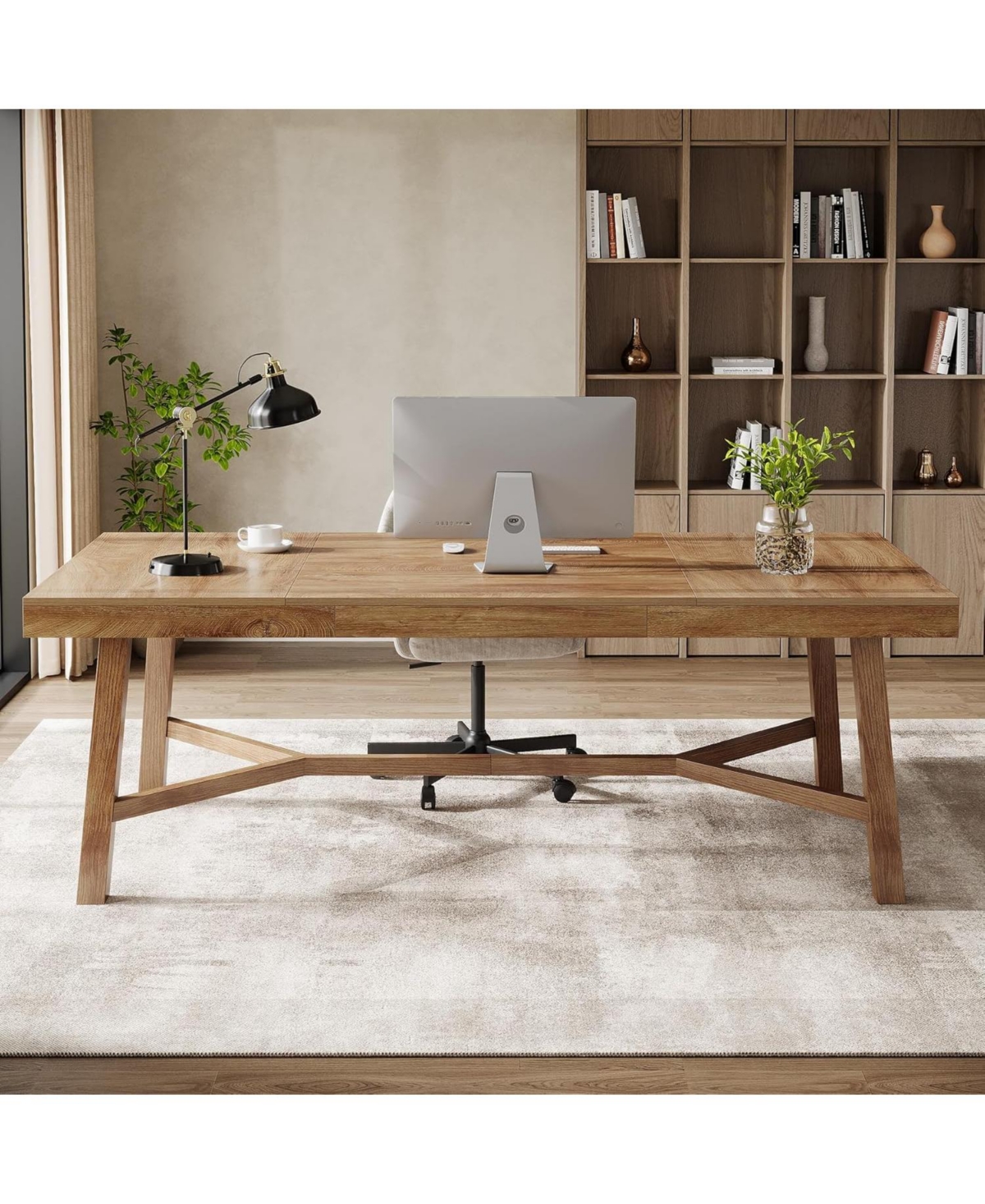 Tribesigns 71-Inch Executive Desk, Farmhouse Office Computer Desk with Sturdy Leg Structure, Writing Table