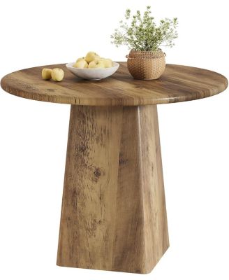 31.5-Inch Round Dining Room Table for 2-4, Farmhouse Small Kitchen Dinner Table, Rustic Brown