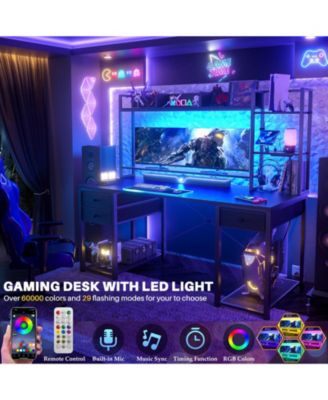 Aheaplus 47-55 inch Computer Desk with with 3 Drawers and Storage Shelves