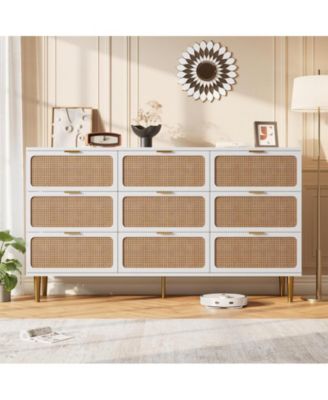 Rattan 9 Drawer Dressers for Bedroom