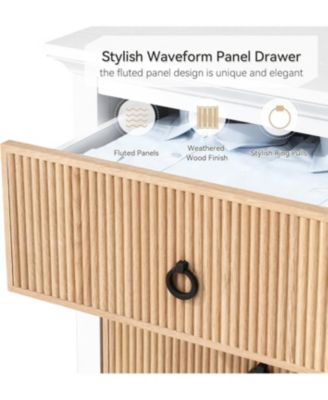 6-Drawer Modern Dresser with Fluted Panel Design, Wide Chest with Deep Storage Drawers and TV Stand Function, Ideal for Bedroom, Natural White