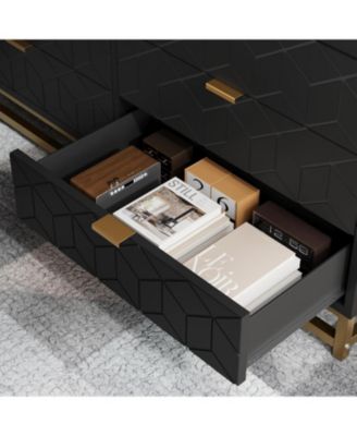 Modern 6-Drawer Bedroom Dresser with Large Storage and Gold Metal Accents for Entryway, Living Room or Closet