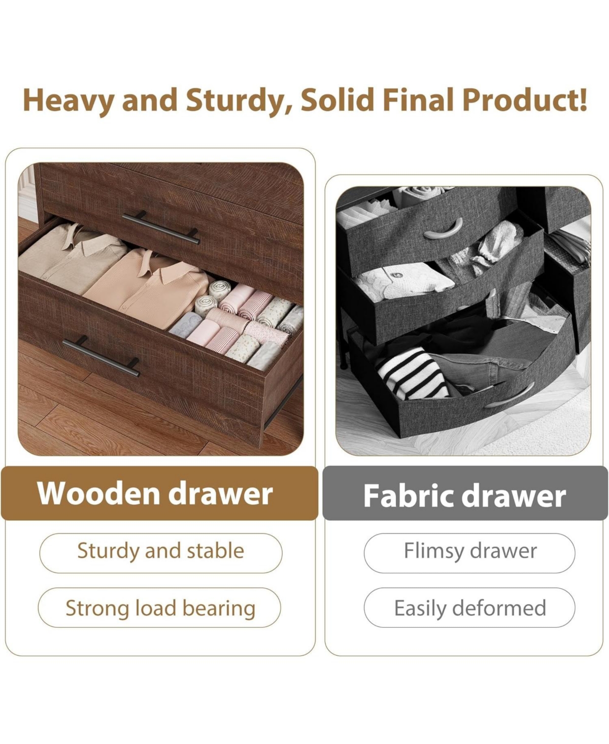 gaomon Tall Multi-Drawer Wooden Bedroom Dresser Freestanding Storage Organizer