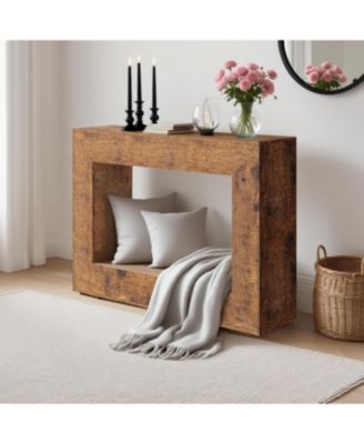 47" Entryway Console Table, Farmhouse Sofa Table Behind Couch with Storage Shelf, Elegant & Spacious Long Hallway & Foyer Table