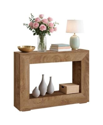 47in Farmhouse Console Table with Storage Shelf, Wood Sofa Table Behind Couch, Vintage Hallway Accent Table for Living Room Entryway