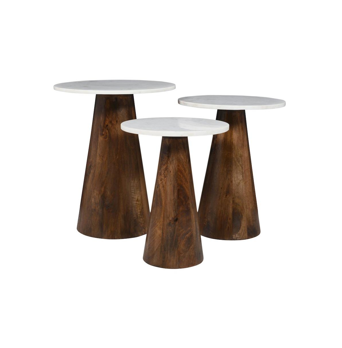 Jofran Nolan Marble Top Three Pack Solid Wood Accent Table Set