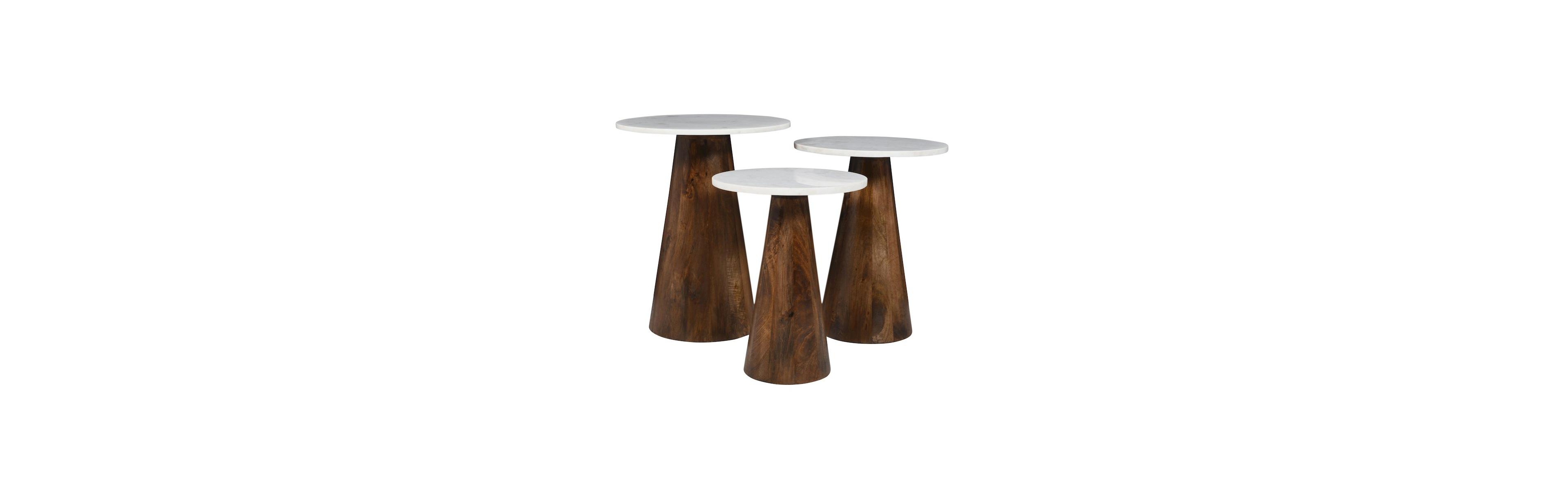 Jofran Nolan Marble Top Three Pack Solid Wood Accent Table Set