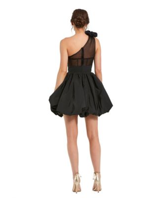 Women's Taffeta One Shoulder Ruffle Bubble Mini Dress