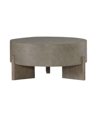 Affinity Round Cocktail Table for Living Room - Dusty Taupe Faux Concrete Tops