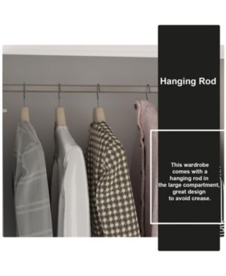 Wooden 4-Door Super Large Bedroom Armoire Wardrobe with Hanging Bars