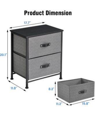 2 Drawer Dresser Nightstand, Black Small Bedside Table with Fabric Drawers, End Table for Bedroom, Living Room, Dorm