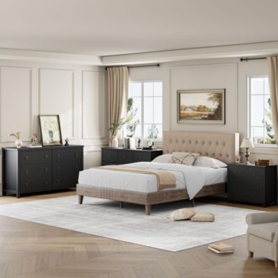 7 Drawer Wooden 54 in Wide Dresser, Chest of Drawers - Dresser for Bedroom