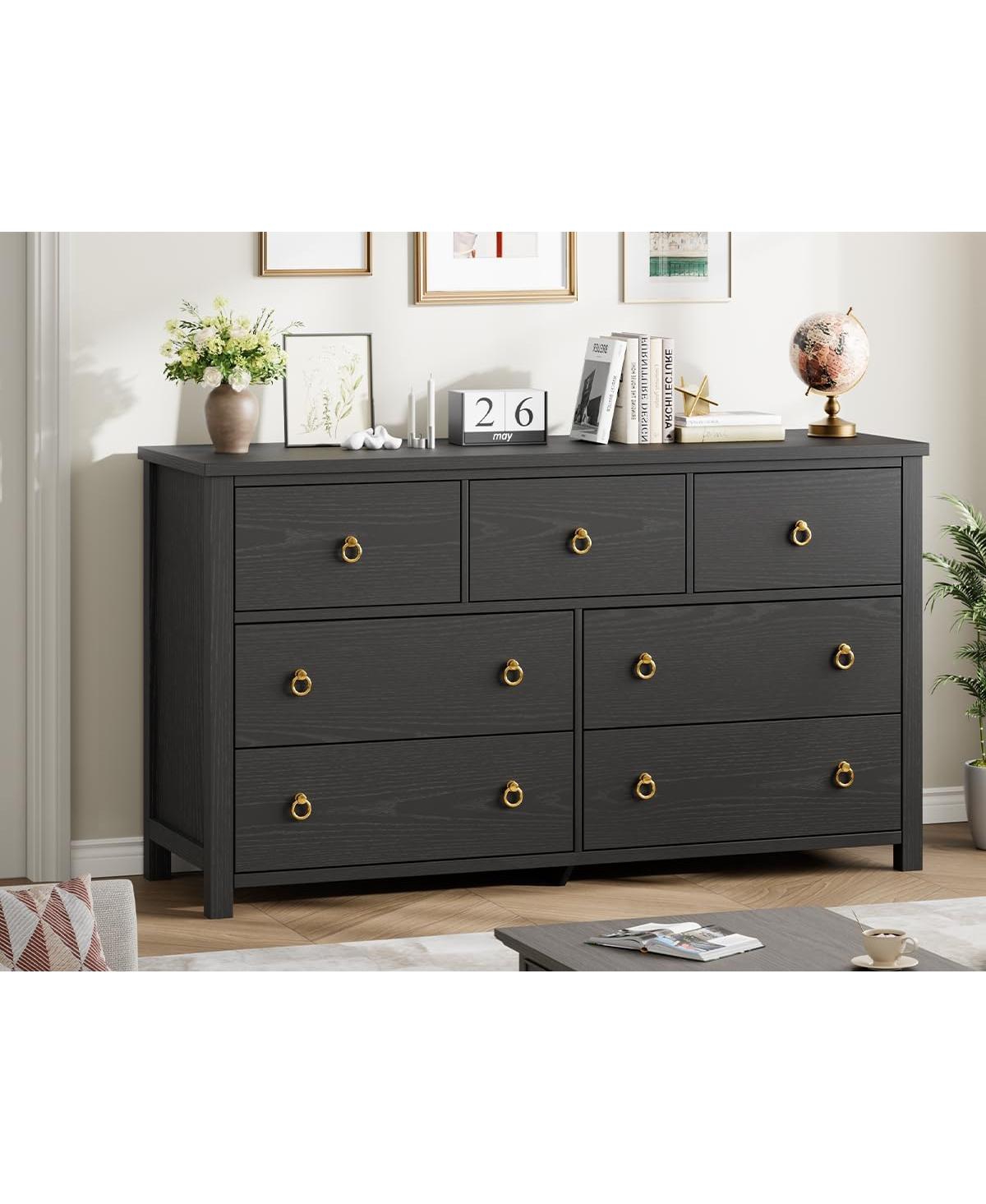 gaomon 7 Drawer Wooden 54 in Wide Dresser, Chest of Drawers