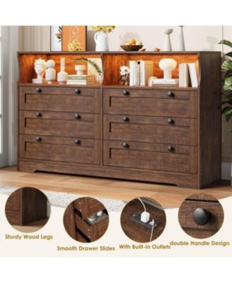 Wooden 6-Drawer Bedroom Dresser Chest
