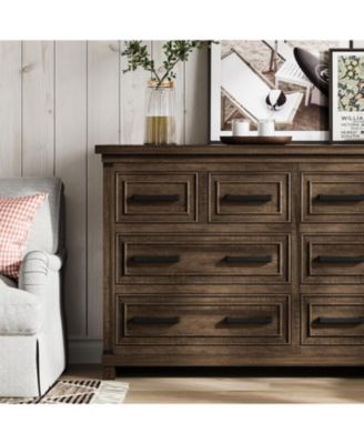 Farmhouse 8 Drawer Dresser for Bedroom Rustic Wood Chest of Drawers Vintage Storage Organizer for Living Room TV Stand 55 Inch