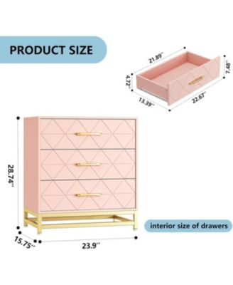 Dresser for Bedroom with 3 Drawer, Modern Dressers Chest of Drawers, with Wide Drawers and Metal Handles, Wood Dressers