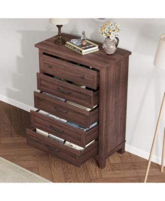 41.3" Tall 5-Drawer Dresser, Freestanding Wooden Chest for Bedroom or Living Room