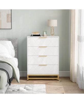 4-Drawer Engineered Wood Soft-Close Glides, Anti-Tip Kit, Space-Saving Design Tall Dresser